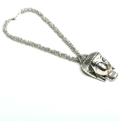 Mominos Fashion Johar Kamal Silver-Plated Brass Finish Budha Long Neckalce For Women