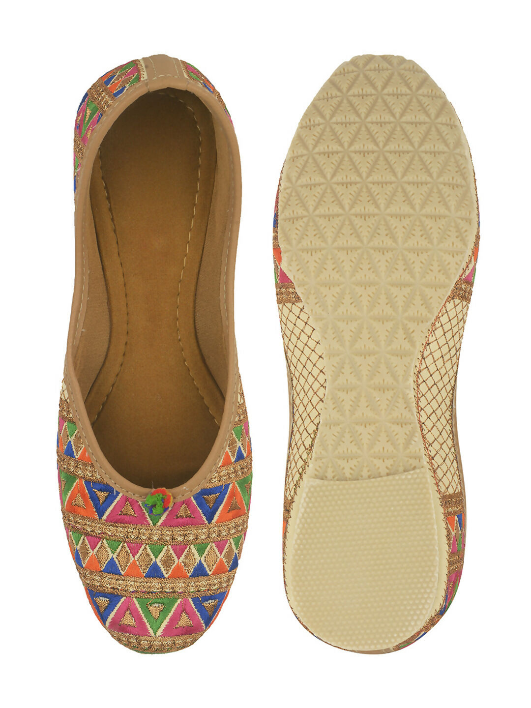 Desi Colour Women Indian Ethnic Footwear-Multi Zigzag