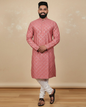 Neera Trendz Pink Heavy Soft Silk Mirror Work Men's Kurta Pyjama