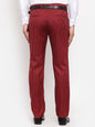 Jainish Men's Red Cotton Striped Formal Trousers ( FGP 255Maroon )
