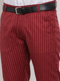 Jainish Men's Red Cotton Striped Formal Trousers ( FGP 255Maroon )