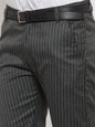 Jainish Men's Green Cotton Striped Formal Trousers ( FGP 255Olive )