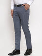 Jainish Men's Navy Cotton Polka Dots Formal Trousers ( GP 257Navy-Blue )