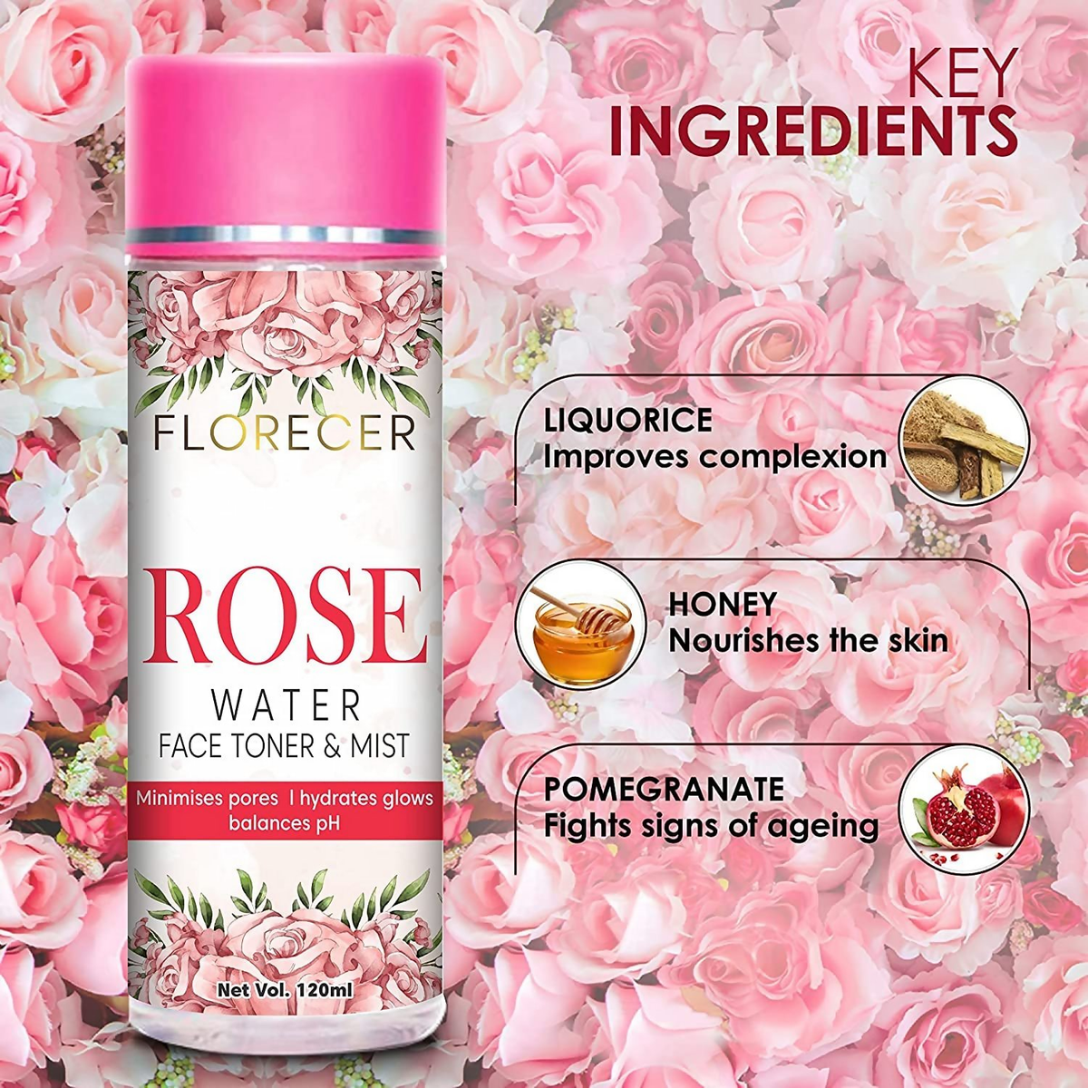 Florecer Rose Water Face Toner & Mist