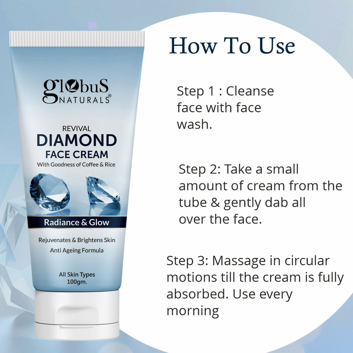 Globus Naturals Revival Diamond Face Cream, Suitable For All Skin Types