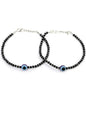 Mominos Fashion Traditional Black Beads Silver-Plated Anklets