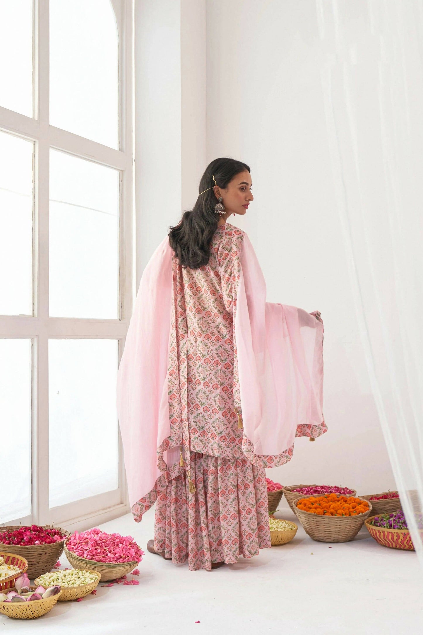 Designer Stylish Pink Muslin Stitched Suit With Dupatta - Anbazaar