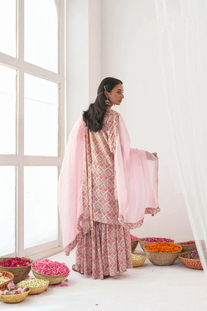 Designer Stylish Pink Muslin Stitched Suit With Dupatta - Anbazaar