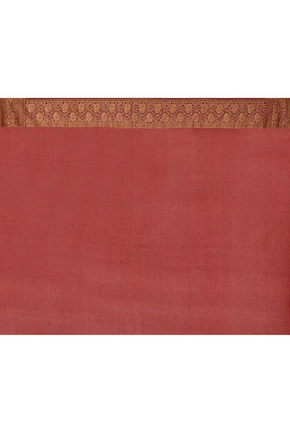 Joban Fashion Nude Pink Crepe Chiffon Pure Handloom Banarasi Silk Saree