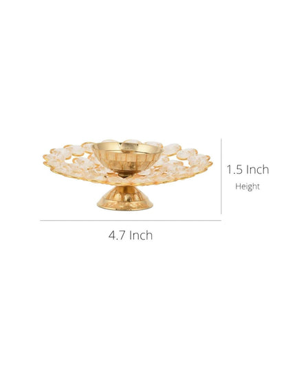 Craftvatika Gold-Toned Crystal Akhand Diya Oil Puja Lamp