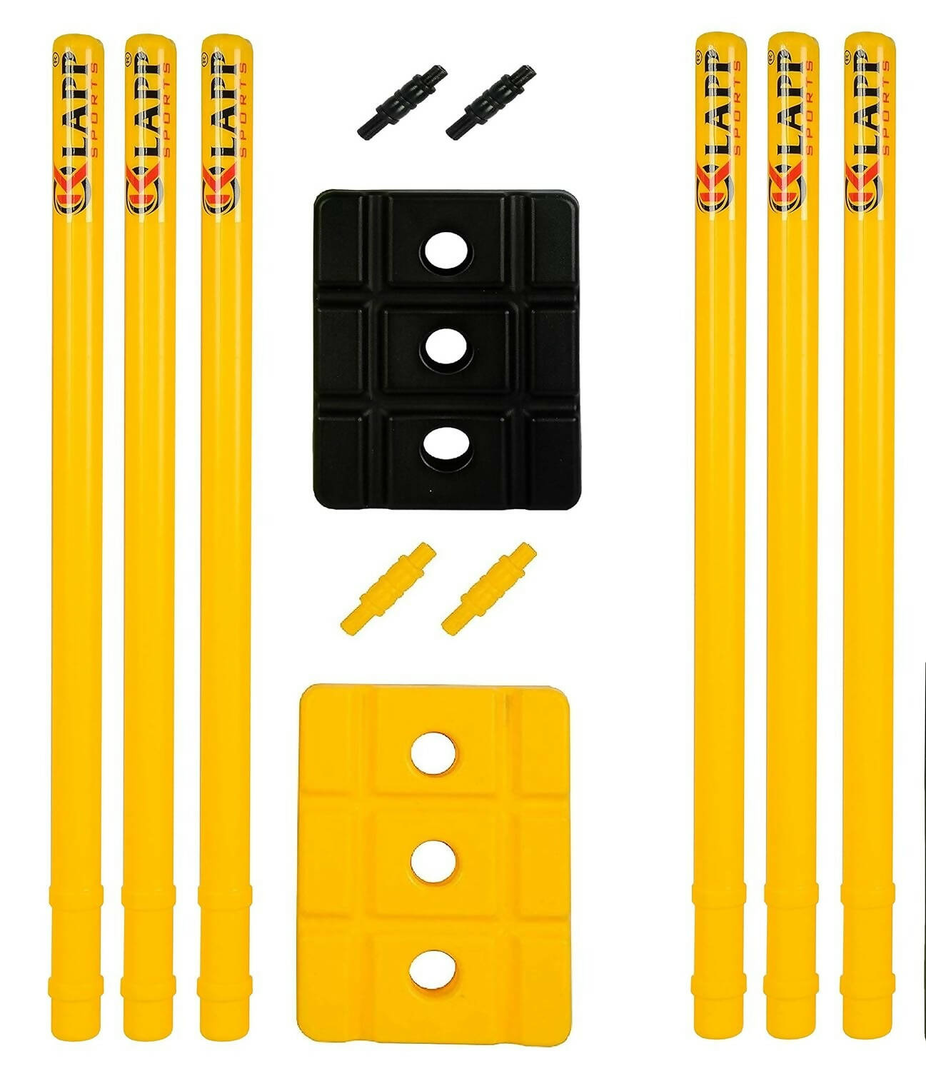 Klapp Six Pcs Plastic Wicket Set with Cover - Black and Yellow