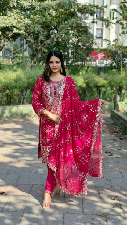 Lehenga Mart Designer Sequence embroidery Work Ready Made kurti with pant and dupatta