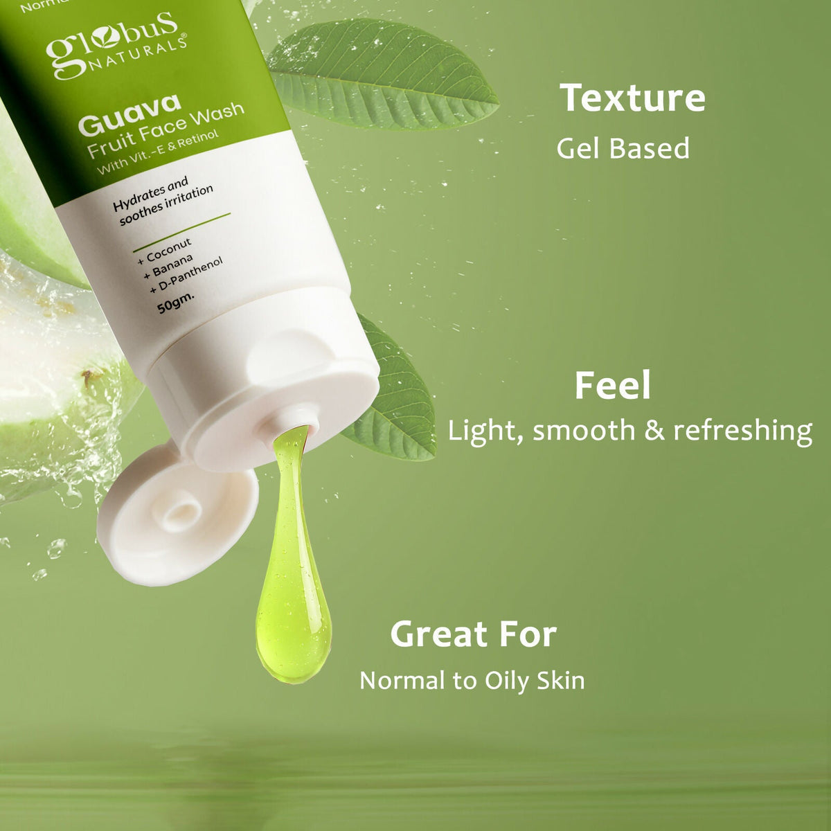 Globus Naturals Guava Fruit Face Wash with Vitamin E & Retinol