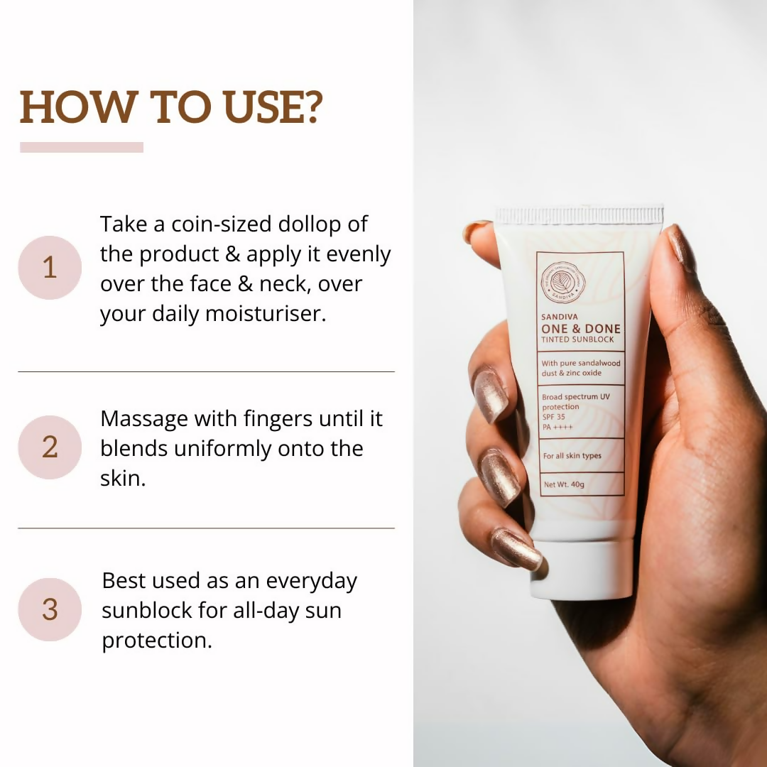 Sandiva One & Done Tinted Sunscreen With Zinc Oxide, SPF 35 PA++++, No White Cast - Tint 11