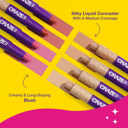 Swiss Beauty Craze Twosome Face Stick 2-In-1 Beauty Wand Concealer and Blush - 3 Medium - Pink