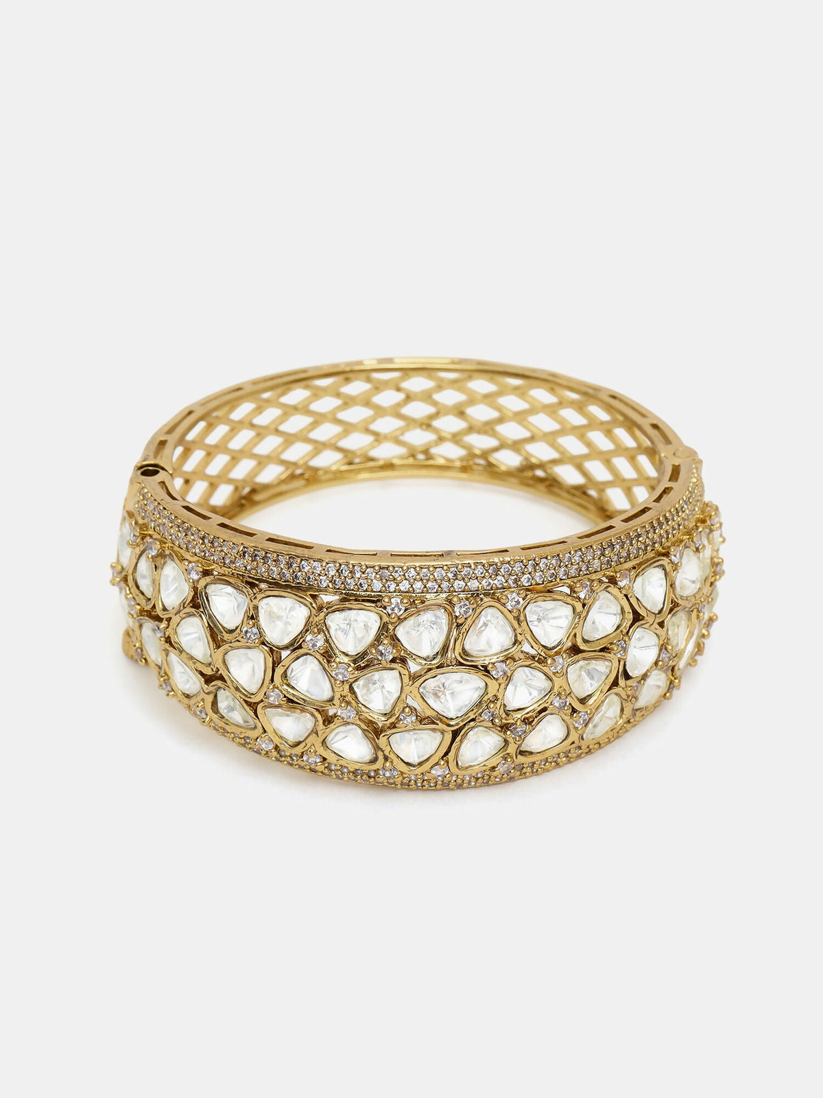 Ruby Raang 22k Gold Polished Kundan Bracelet