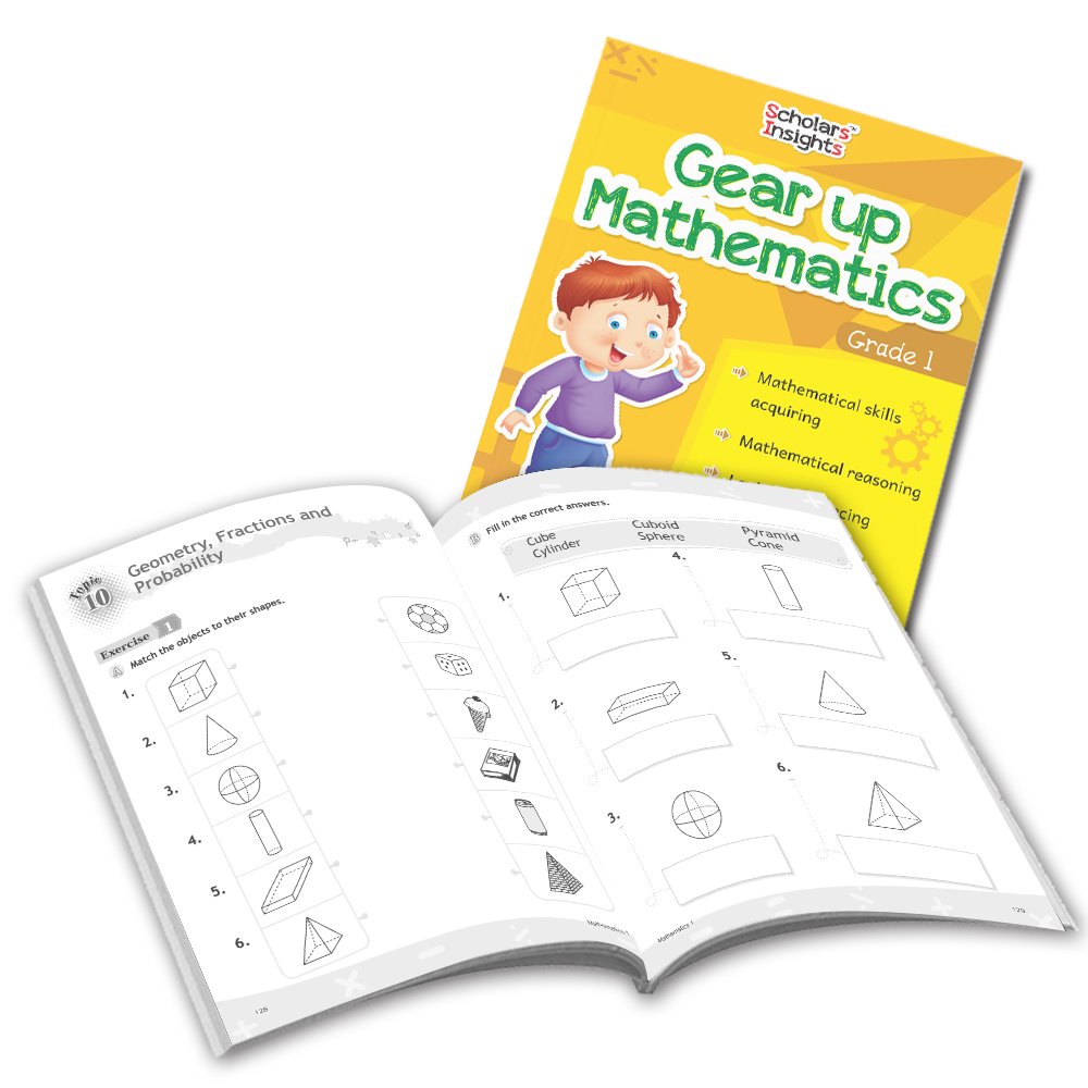 Grade 1 Comprehensive Learning with Mathematics Workbooks Set of 4 Ages 6-7 Years: Gear Up Math, Mental Math, Olympiad, and Challenging Word Problems
