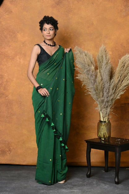 Very Much Indian Pure Mul Cotton Handloom Saree - Green