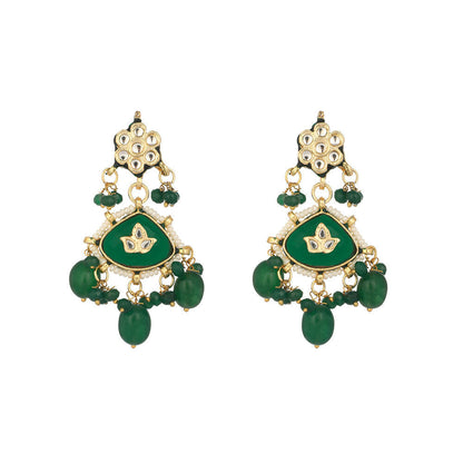Nuyug 22K Gold Plated Arc Kundan Ruby Drops Necklace