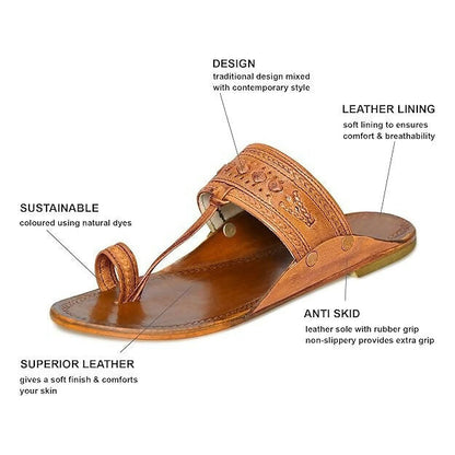Stepsoft Brown Leather Kolhapuri Chappals For Men – Wedding & Ethnic Wear