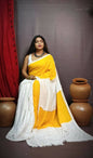 Exclusive Collection Chikankari Sequence Saree - White & Yellow