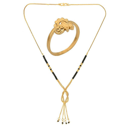 AanyaCentric Gold-Polished Mangalsutra & Ring Set