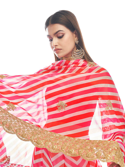 Myra Pink Organza Embroidered Designer Lehenga