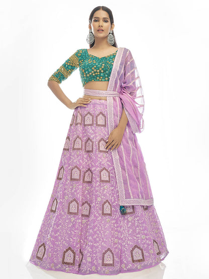 Myra Lilac Georgette Embroidered Designer Lehenga