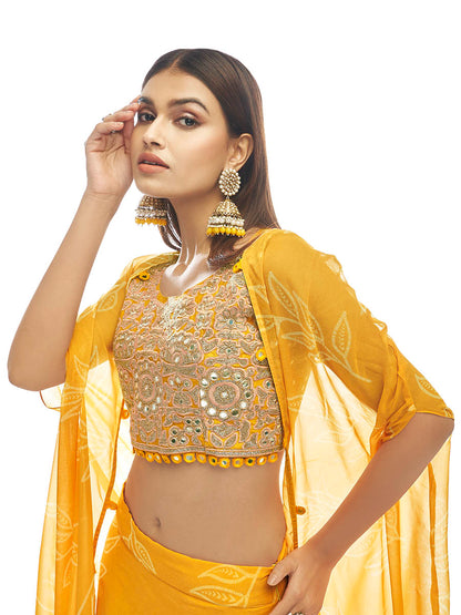 Myra Musturd Organza Embroidered Designer Lehenga