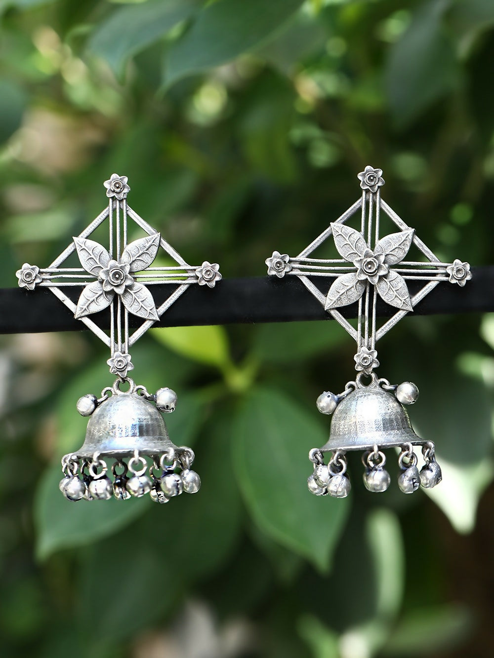 Joban Fashion Women Ghungroo Style Silver Tone Brass Jhumka