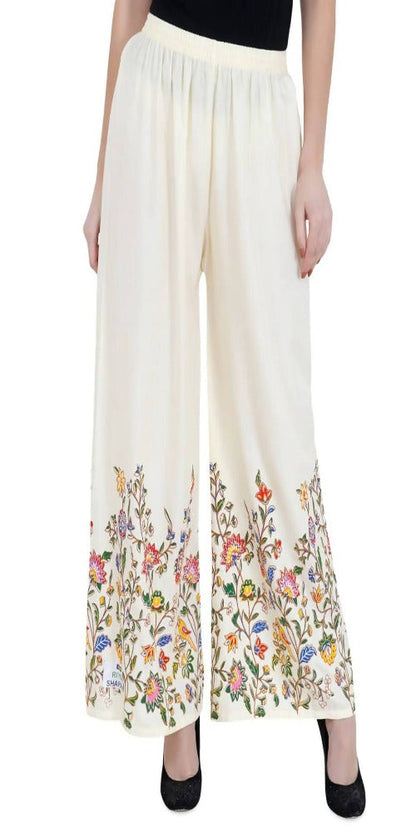 Mominos Fashion Off White Floral Design Palazzo