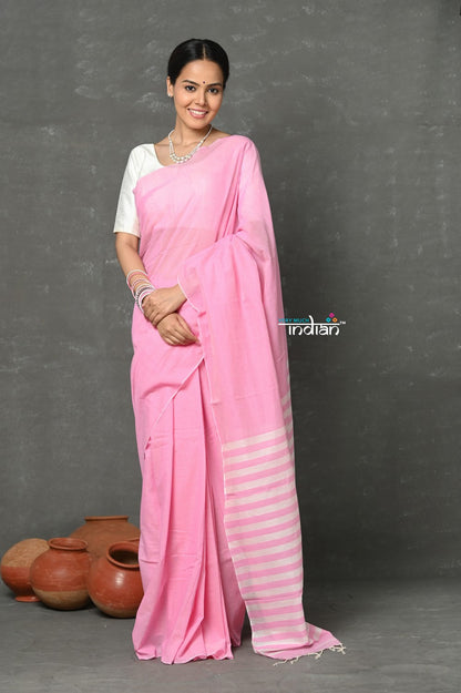 Very Much Indian Pure Mul Cotton Handloom Saree - Feather Pink