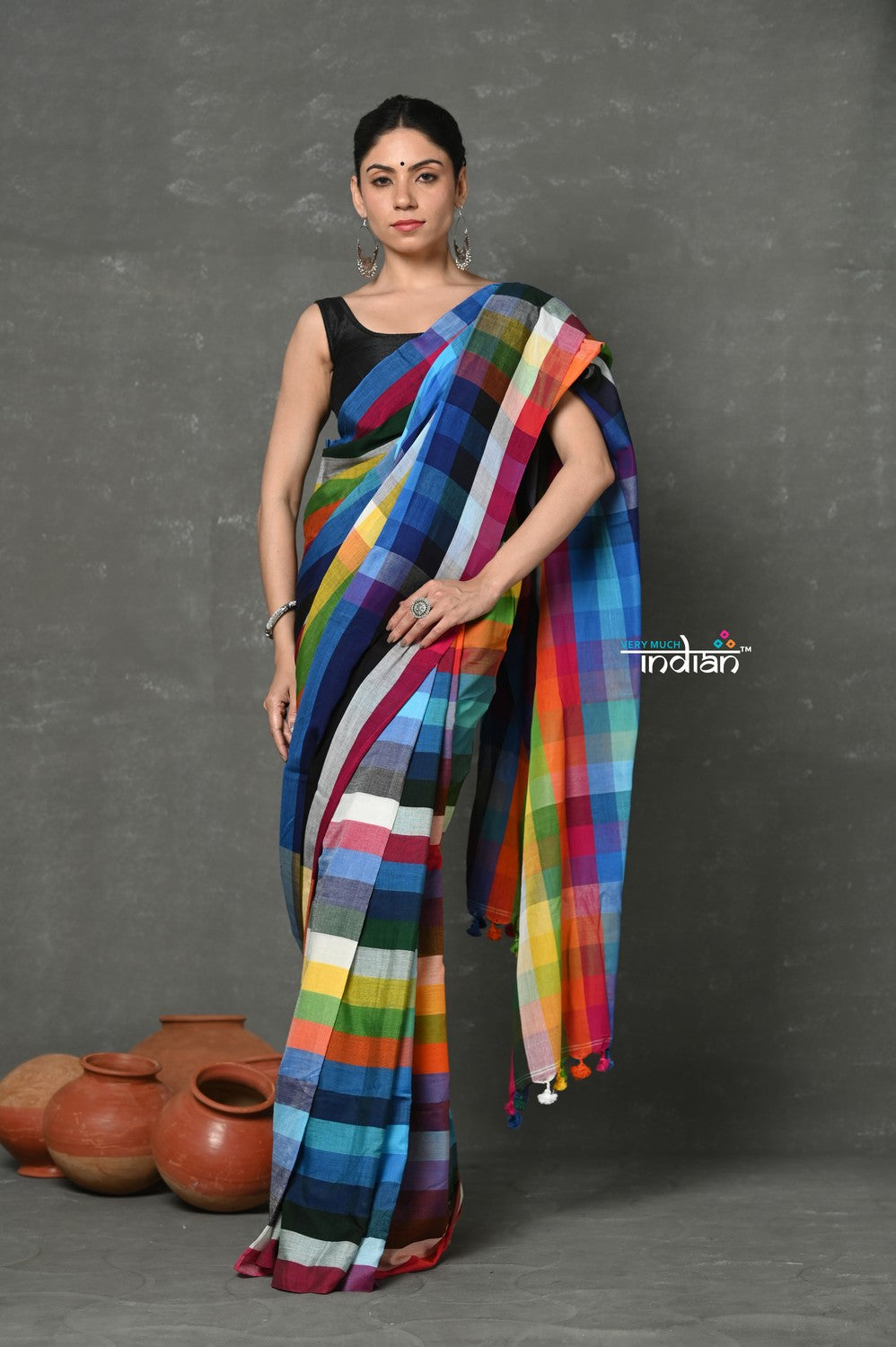 Very Much Indian Tyohaar - Exclusive! Pure Cotton Handloom Saree - Dream Rainbow Saree