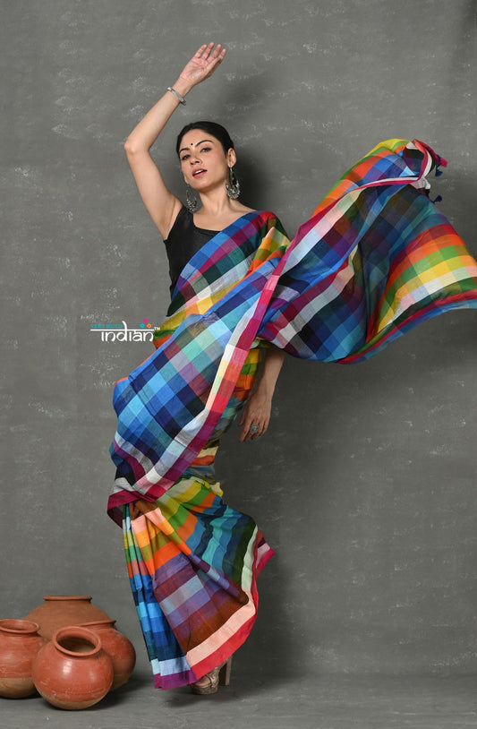Very Much Indian Tyohaar - Exclusive! Pure Cotton Handloom Saree - Dream Rainbow Saree