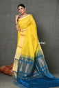 Very Much Indian Handloom Pure Cotton Silk Saree With Golden Border - Yellow