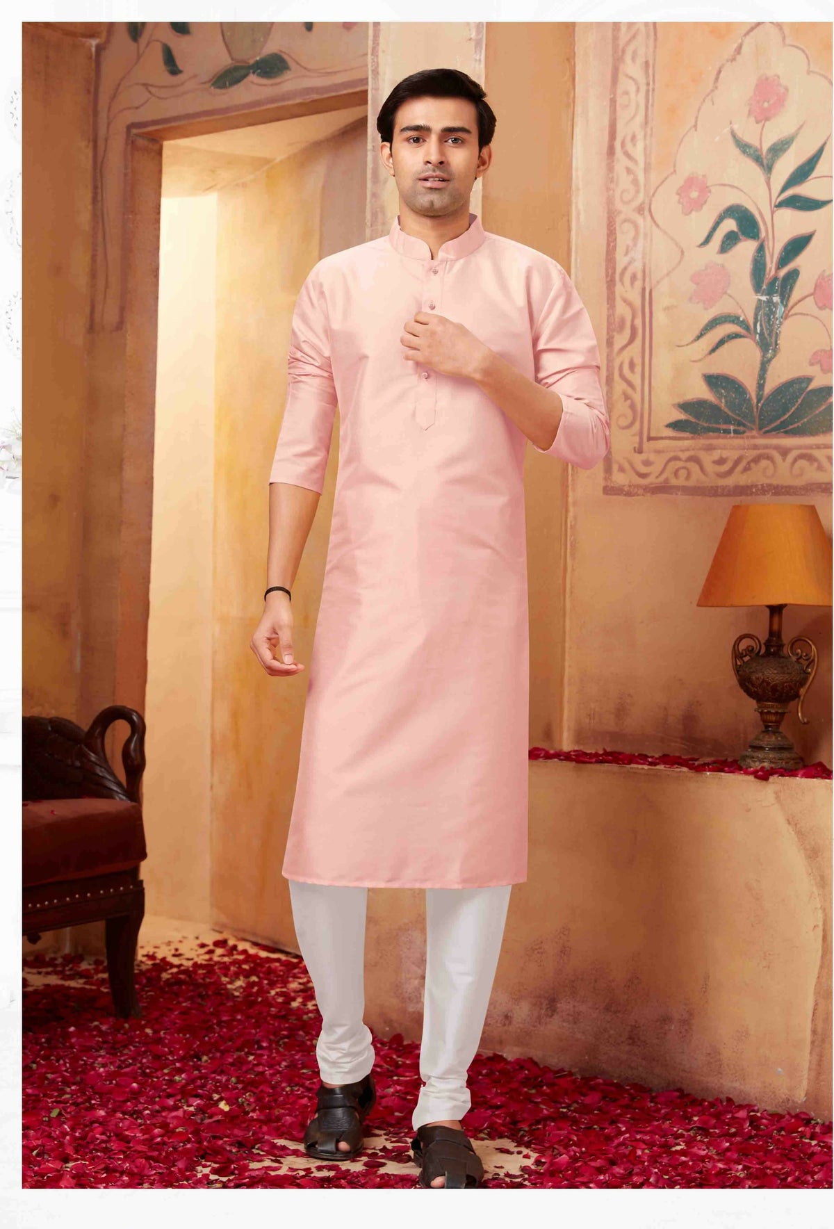 Joban Fashion Pink Art Silk Kurta Pyjama