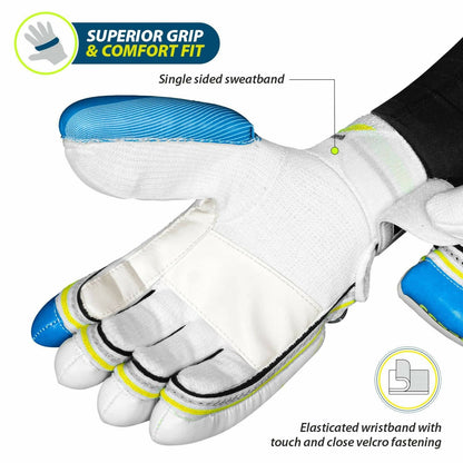 DSC Condor Ruffle Cricket Batting Gloves - Youth Left Multicolour with Cotton Gusset