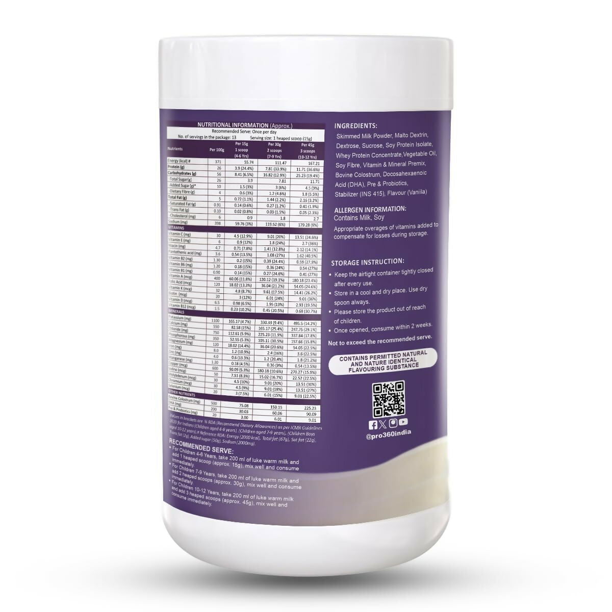 Pro360 Kidspro Protein Powder Child Nutrition for Growing Children, Improves Growth & Active Strong Kids