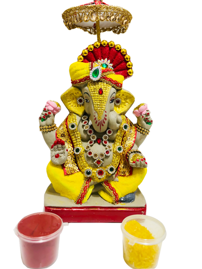 Eco-Friendly Ganesh Idols (Non-Toxic Colors) With Chatri, Akshat & Kumkum