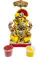 Eco-Friendly Ganesh Idols (Non-Toxic Colors) With Chatri, Akshat & Kumkum