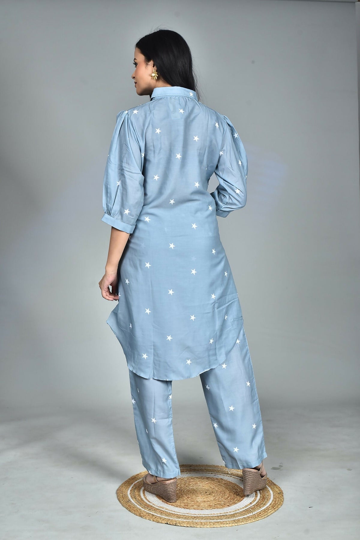 Morchari Digital Print Semi Muslin Co-Ord Set Top & Trouser-Multicolor
