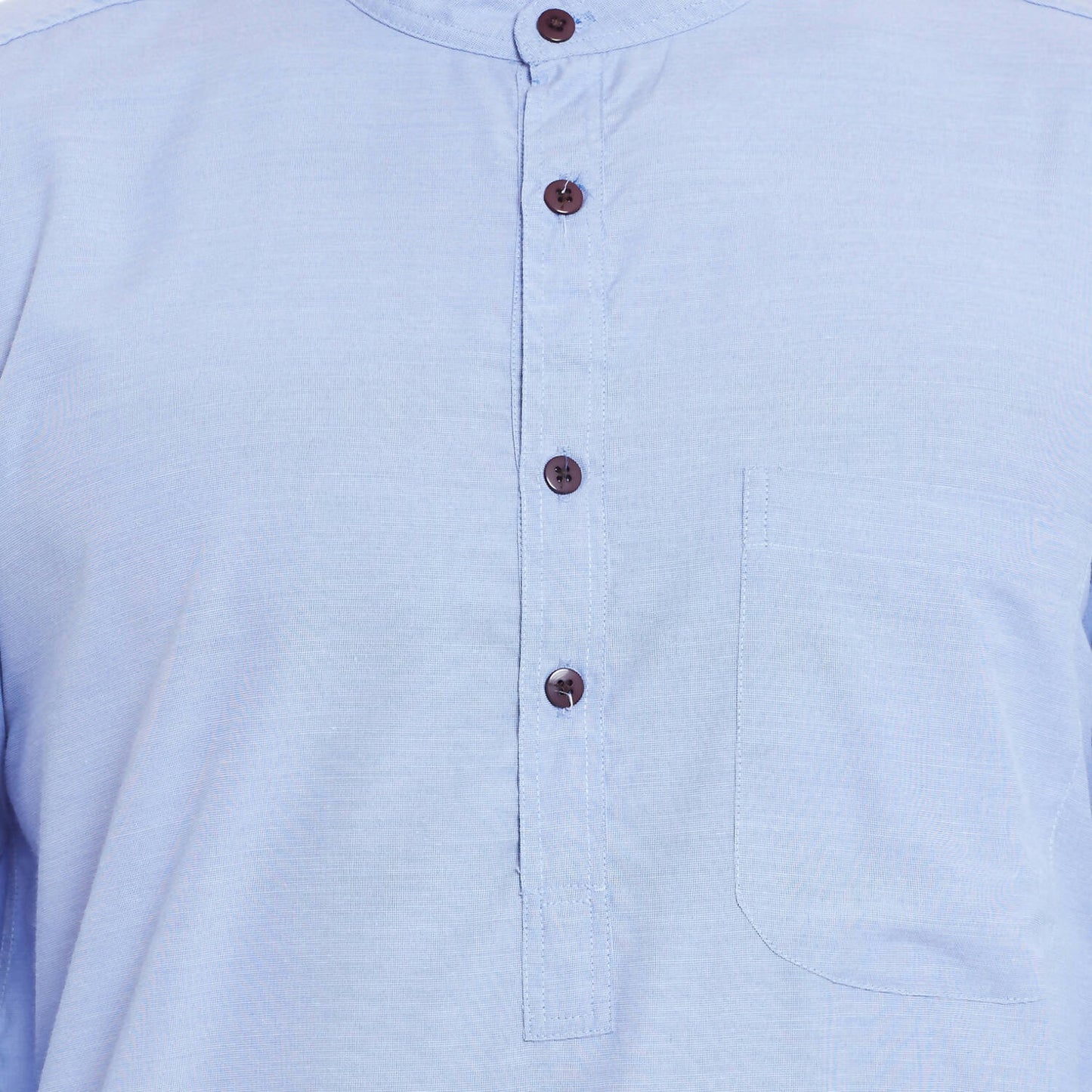 Even Apparels Blue Color Pure Cotton Men's Kurta With Band Collar