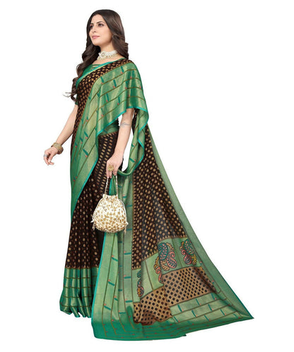 Vamika Black Chiffon Brasso Bollywood Style Woven Saree (DIMPLE BLACK)