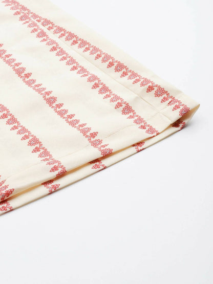 Ahalyaa Off White & Red Printed Basic Jumpsuit