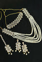 Mominos Fashion Johar Kamal Gold-Polished Rani Haar with White and Off white Pearls Jewellery Set