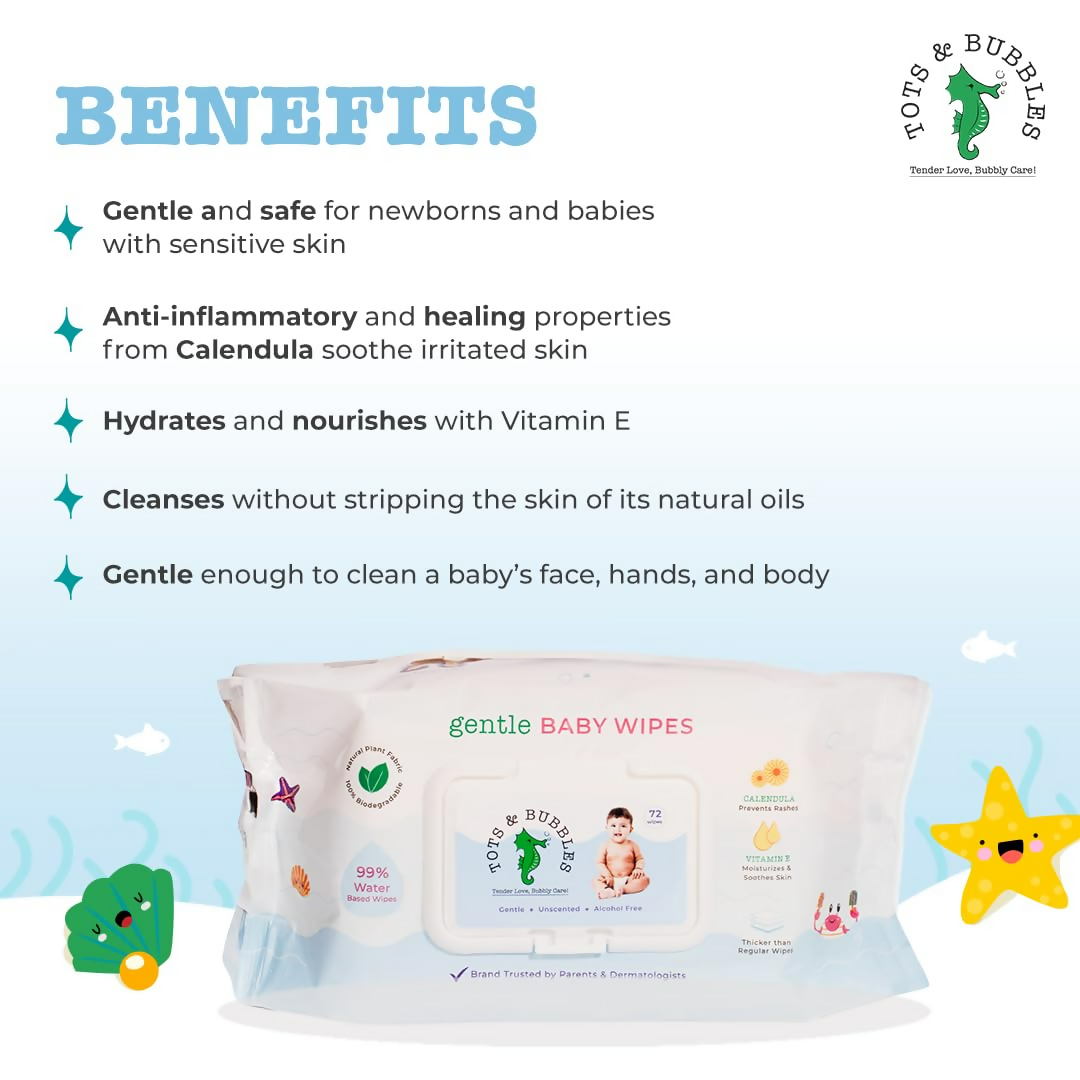 Tots & Bubbles 99% Water Baby Wet Wipes with Lid