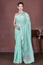 Morchari Green Cotton Chanderi Embroidery Saree Unstitched Blouse