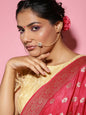 White Gold-Polished Kundan Studded Beaded Nosepin - Ruby Raang