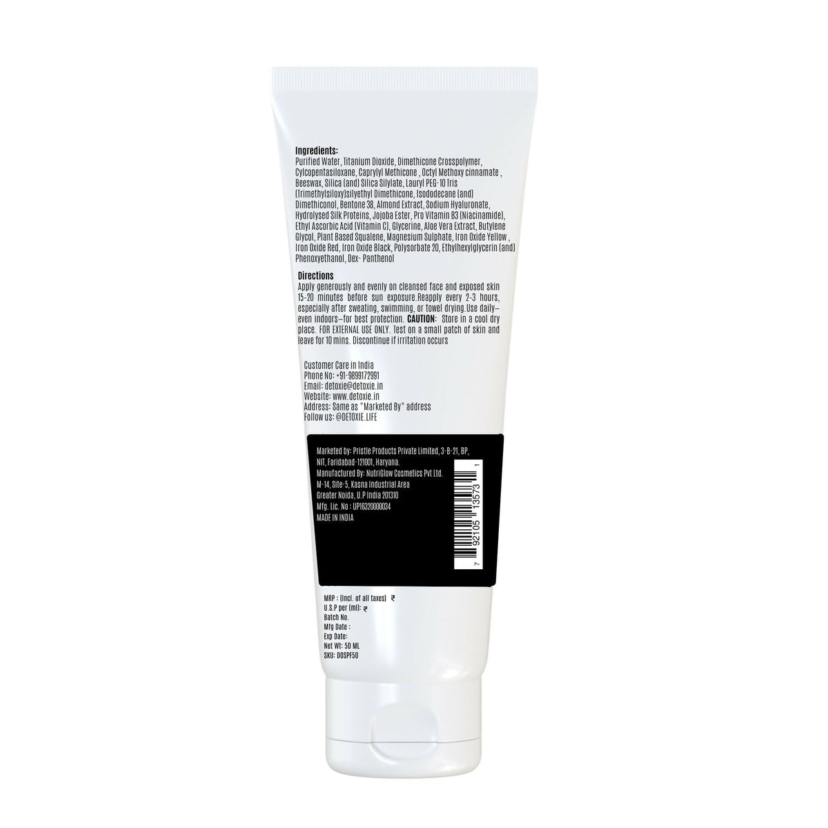 Detoxie Squalene & Silk Protiens SPF50 Sunscreen Gel For All Skin Types