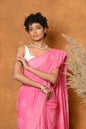 Very Much Indian Handblock Printed Cotton Saree With Natural Dyes - Pink